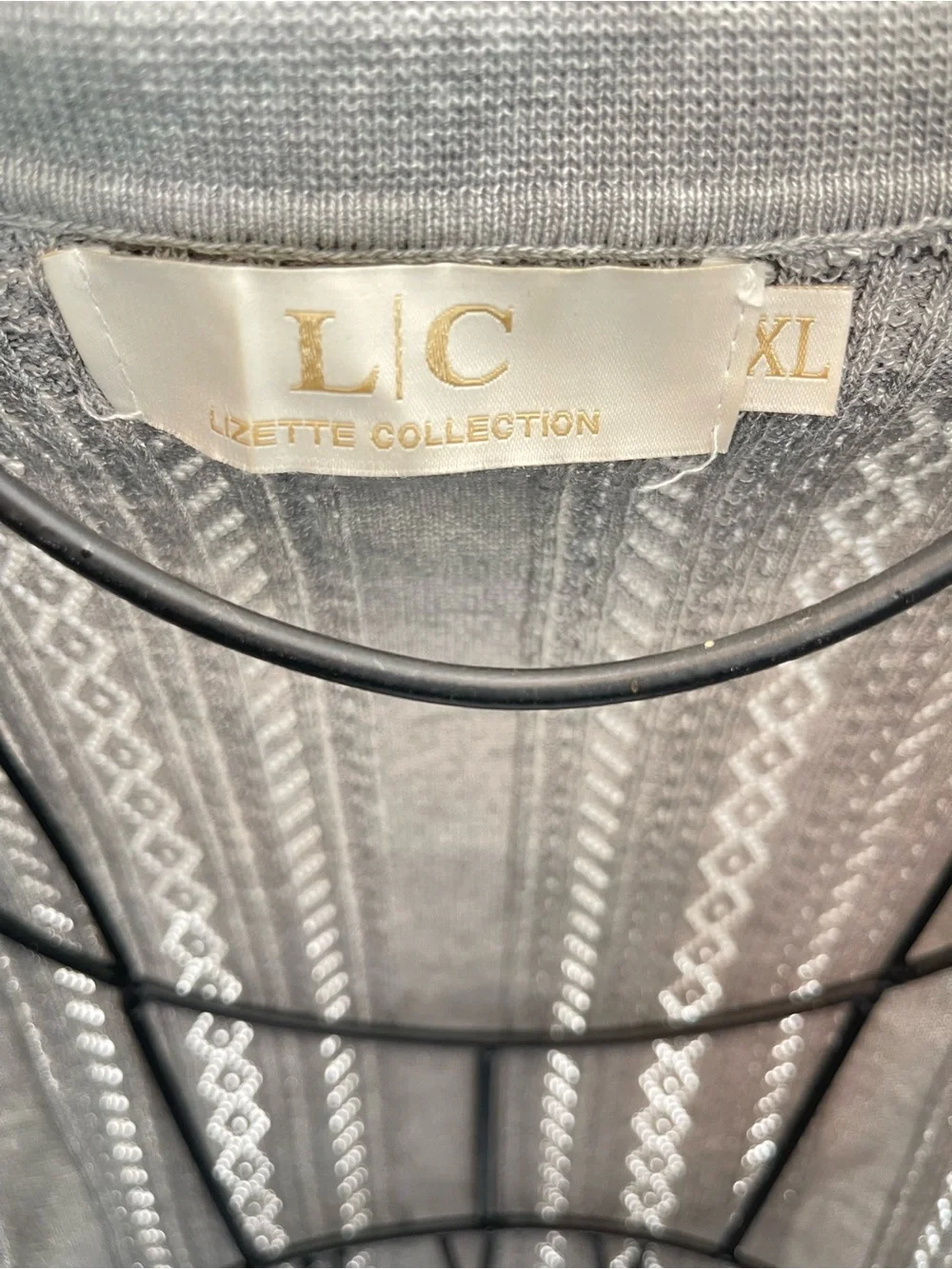 Grey Pearl-Rhinestone Embellished Knit Sweater - Picture 5 of 5